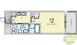 エステムヒルズ新大阪 1Kの間取図画像