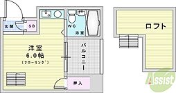 メゾネット北野 1Kの間取図画像