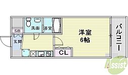 SEST新大阪 1Kの間取図画像