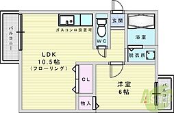 JMRレジデンス新大阪 1LDKの間取図画像
