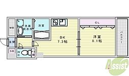 フィールドライト新大阪 1DKの間取図画像