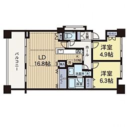 ドレッセあざみ野コリーナコート 2LDKの間取図画像