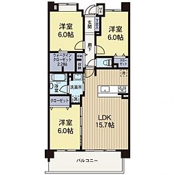 クレストフォルム横浜鴨居壱番館 3LDKの間取図画像