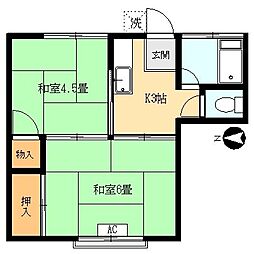 中山荘 2Kの間取図画像