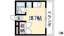 グレートコースト桜山 3階ワンルームの間取り