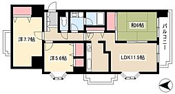 クレスト石川橋 4階3LDKの間取り
