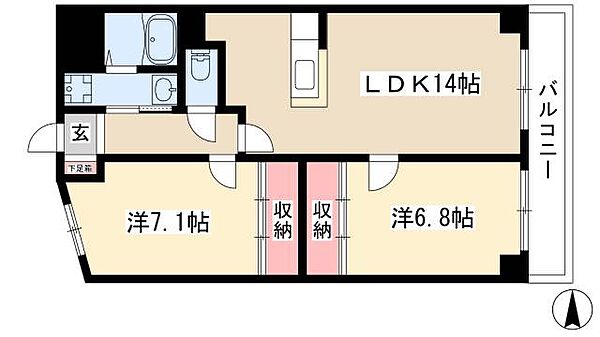 インプルーブ金山 ｜愛知県名古屋市中区金山2丁目(賃貸マンション2LDK・4階・65.23㎡)の写真 その2