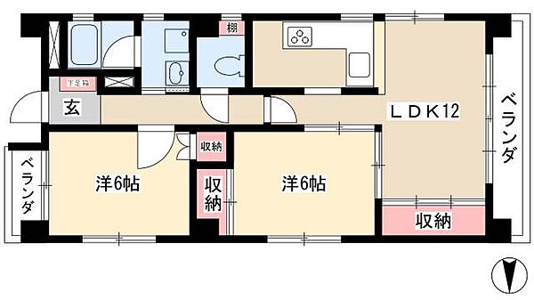 ビラ三秀上前津 ｜愛知県名古屋市中区上前津1丁目(賃貸マンション2LDK・3階・56.56㎡)の写真 その2