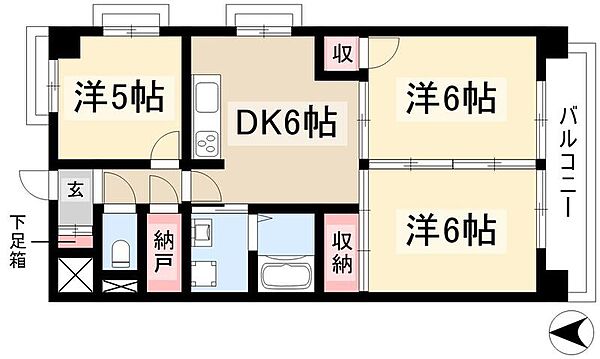 山弥ビル ｜愛知県名古屋市中区大須3丁目(賃貸マンション3DK・5階・53.40㎡)の写真 その2