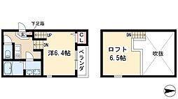 ハーモニーテラス元八事 2階1LDKの間取り