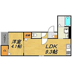 LECOCON天白 3階1LDKの間取り