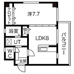 Ｊｕ・Ｊｕ 3階1LDKの間取り