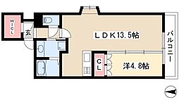 プライムメゾン東桜 14階1LDKの間取り
