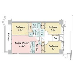 ISM東別院(旧:シティライフ東別院) 10階3LDKの間取り