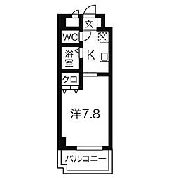 びぃ6植田 1Kの間取図画像