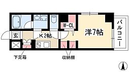 L’Allure 6階ワンルームの間取り