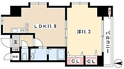 プロビデンス葵タワー 6階1LDKの間取り