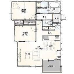 (仮)名古屋市昭和区御器所アパート 1階2LDKの間取り