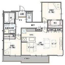 (仮)名古屋市昭和区御器所アパート 3階2LDKの間取り