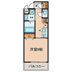 COZY豊岡通 4階1Kの間取り