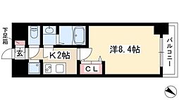 プレサンス鶴舞公園セラヴィ 9階1Kの間取り