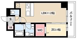 スティングレイつるま 4階1LDKの間取り