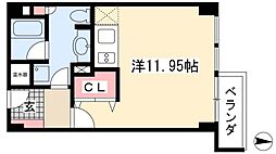 ミュプレ矢場町 12階ワンルームの間取り