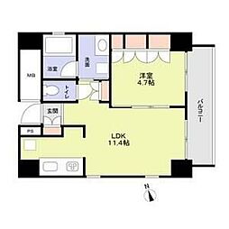 TeramachiBox24 1LDKの間取図画像