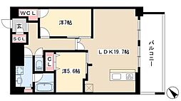 グランルクレ新栄イースト 2LDKの間取図画像