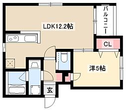 リアン猫洞通 1LDKの間取図画像