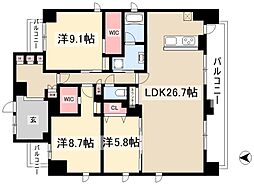 RAXA覚王山 3LDKの間取図画像