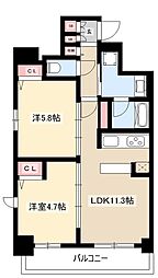 S-RESIDENCEAOI2 2LDKの間取図画像