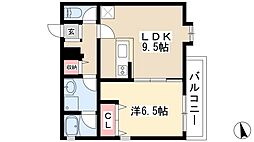 クラージュ吹上 1LDKの間取図画像