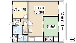 メゾン第5初島 2LDKの間取図画像
