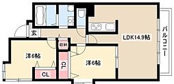 メゾン島田 2LDKの間取図画像