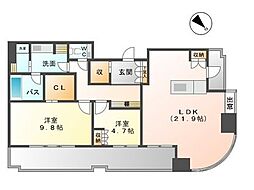 千種タワーヒルズ 2LDKの間取図画像