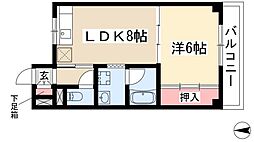 No.39オーシャンハイツ 1DKの間取図画像