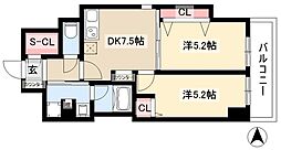 パークアクシス新栄 2DKの間取図画像
