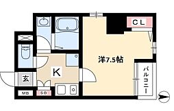 アルテミス平和 1Kの間取図画像