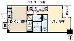 グランアベニュー栄 1DKの間取図画像