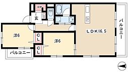クリスタルスクエア 2LDKの間取図画像