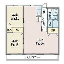 エラン平針 2LDKの間取図画像