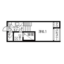 アジュール鶴舞 1Kの間取図画像