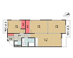 シャトー春山 3LDKの間取図画像