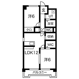 リバーエイト駒方 2LDKの間取図画像