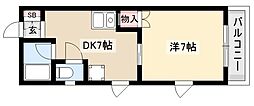 グレンコート2 1DKの間取図画像