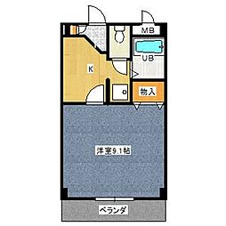 パークアサイ 1Kの間取図画像