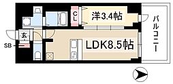 プレサンス鶴舞パークグラッド 1LDKの間取図画像