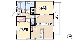 パルティーレ野並 2LDKの間取図画像