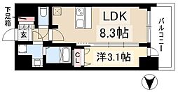 プレサンス栄フロント 1LDKの間取図画像